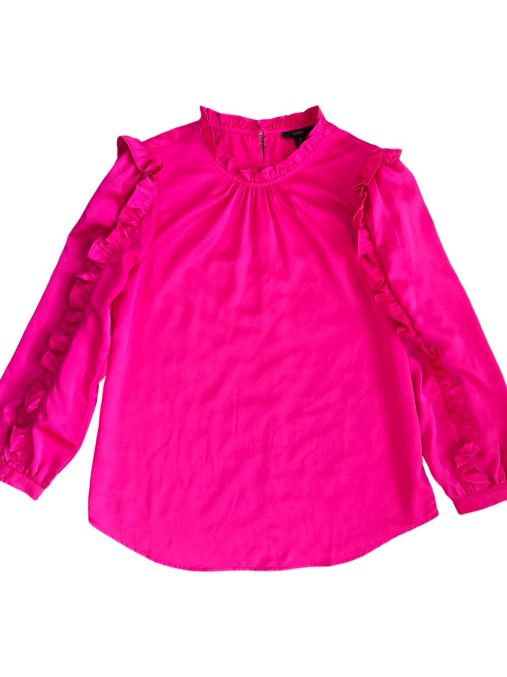 Hot Pink J.Crew Ruffle Blouse - Small